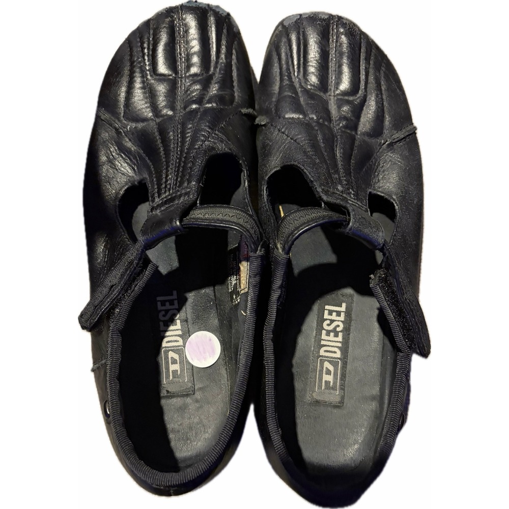 Y2K Diesel Lidja Black Leather Shoes‎ Mary Jane Ballet Flat Gorpcore Sneaker 8.5